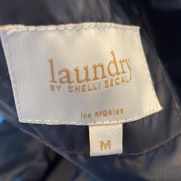 Laundry by Shelli Segal Jacket Blue SZ Medium Button Up Tie Around Waist Quilted - Picture 14 of 15